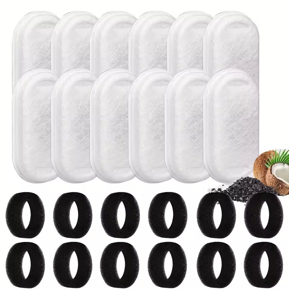 Add 12pcs/6sets Filter Refill Pack (6 months) Filters Replacement Carbon Filters & Foam Sponges For Pet Dog Cat Water Dispenser / Free