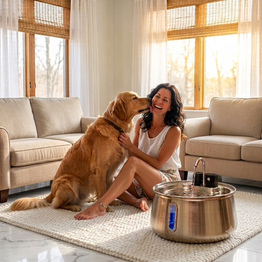 Wireless stainless steel water fountain - Advanced filtration for optimal hydration and good pet health